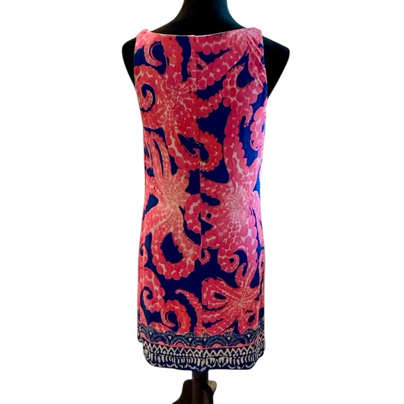 Lilly Pulitzer Kyra Silk Jersey Dress Womens M Blue Pink Octopus Mocean Print - Picture 5 of 7